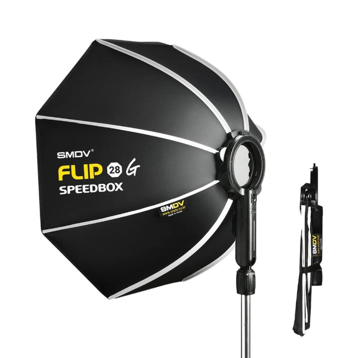 Professionelle SMDV Speedbox-Flip28G Softbox 70 cm - Schnell aufzubauen, Gleichmässiges Licht, Trage