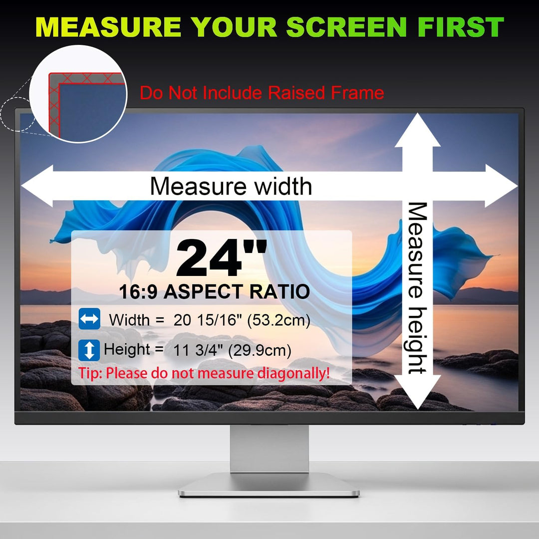 2 Stück Sichtschutzfolie für 24 Zoll 16:9 (53.2x29.9cm) Monitor - Blaulichtfilter &amp; Blendschutz, Abn