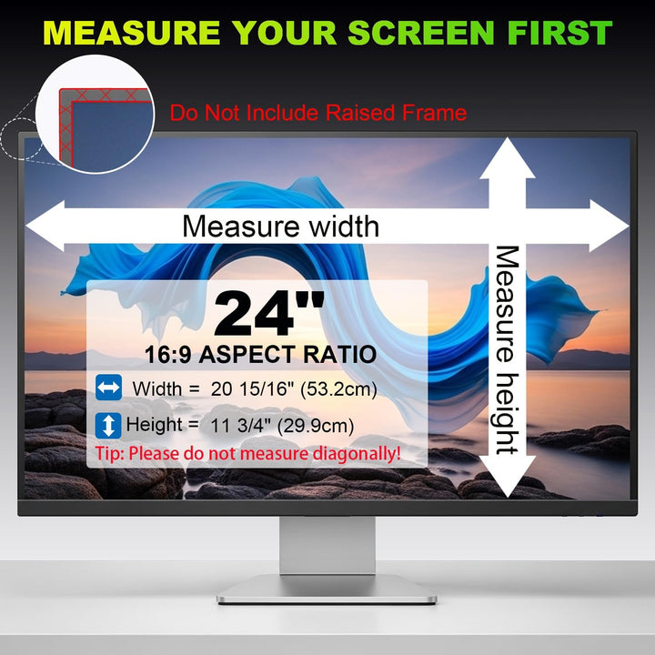 2 Stück Sichtschutzfolie für 24 Zoll 16:9 (53.2x29.9cm) Monitor - Blaulichtfilter &amp; Blendschutz, Abn