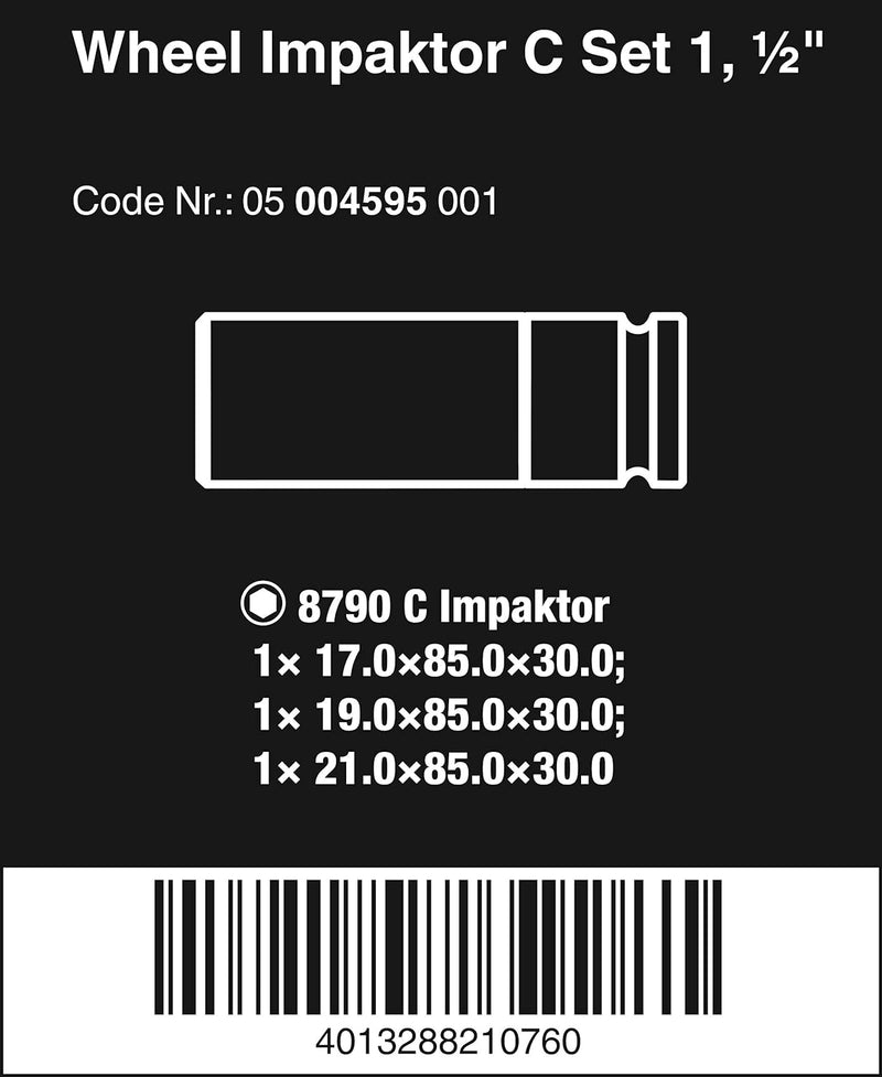 Wera 05004595001 Wheel Impaktor C Set 1, Steckschlüsseleinsatz-Satz, 1/2"-Antrieb, 3-teilig