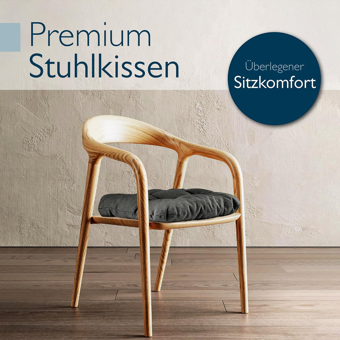 Beautissu 4er Set Premium Stuhlkissen 35x35 cm Anthrazit – UV-beständig & Robust Sitzkissen Outdoor