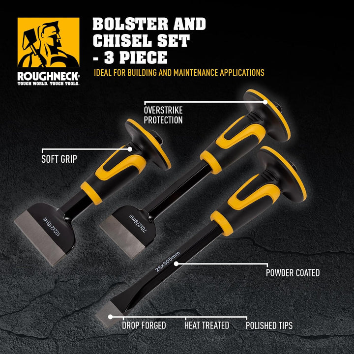 Roughneck ROU31993 Meissel- und Flachmeissel-Set, 3-teilig