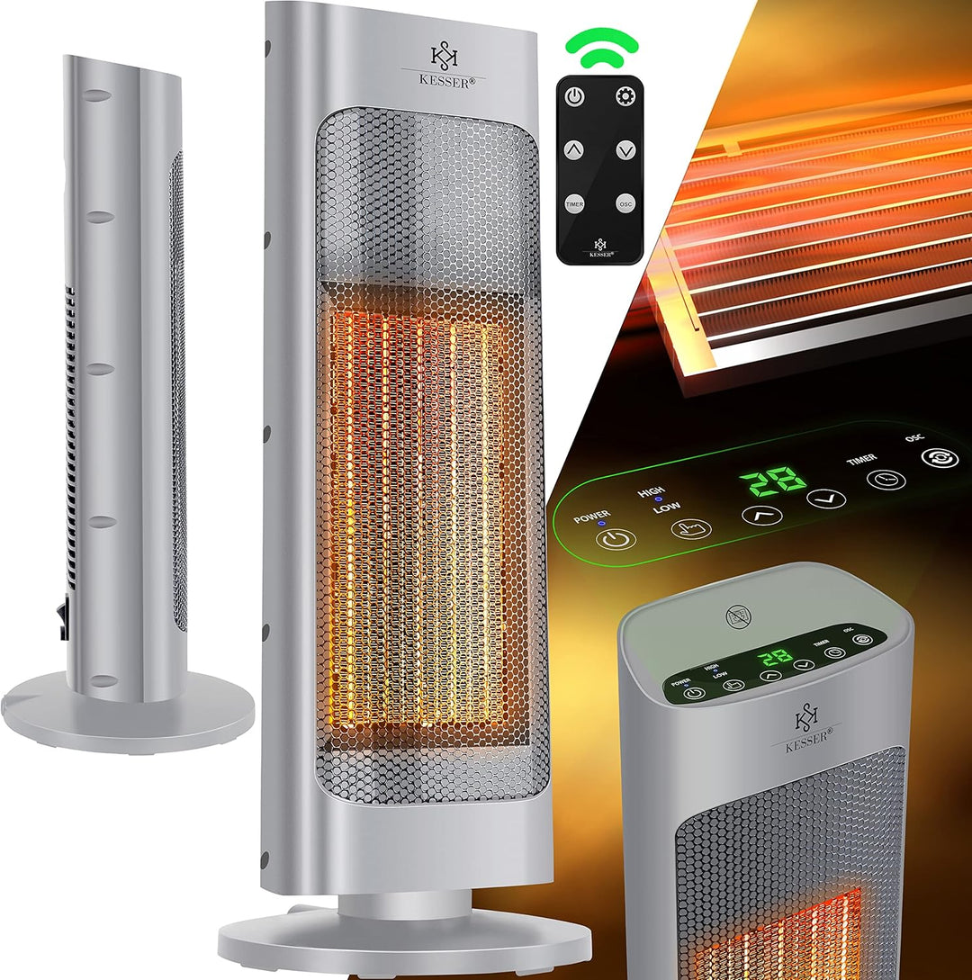 KESSER® Heizlüfter mit Fernbedienung energiesparend leise 2000W Keramik Heizstrahler Standheizstrahl