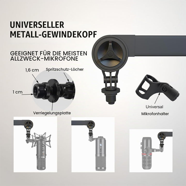 Mikrofonarmständer Verstellbarer Mikrofon-Tischhalter mit Tischklemme Professioneller Mikrofonarmstä