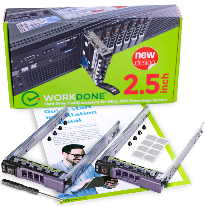 WORKDONE 2er Pack - 2,5-Zoll Hard Drive Caddy Tray - kompatibel für Dell PowerEdge Server - R320 R42