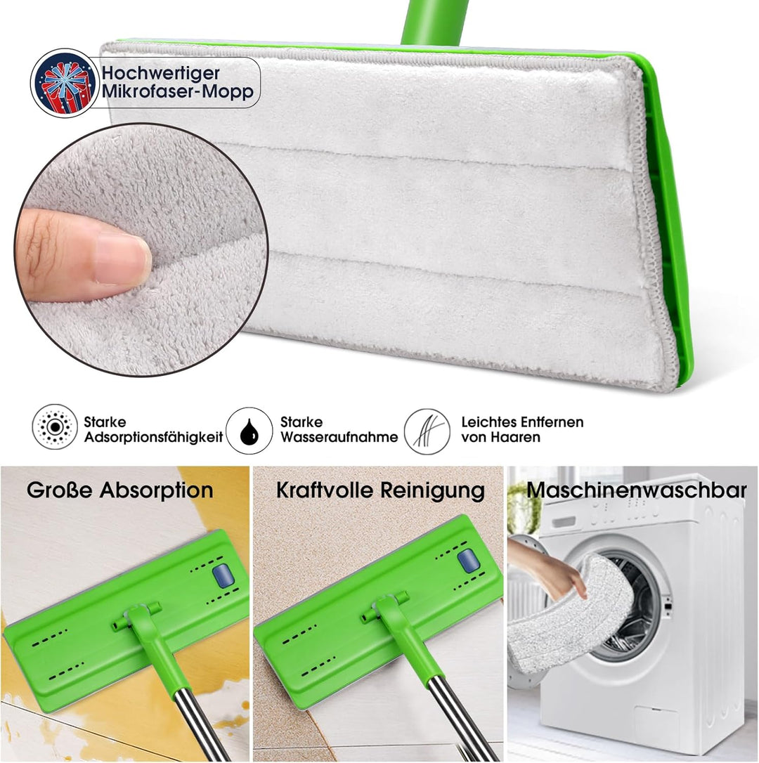 Masthome Wischmopp Set mit Eimer,138CM Wischmopp mit Auswringfunktion, Putzeimer mit Wischmop aus Ed