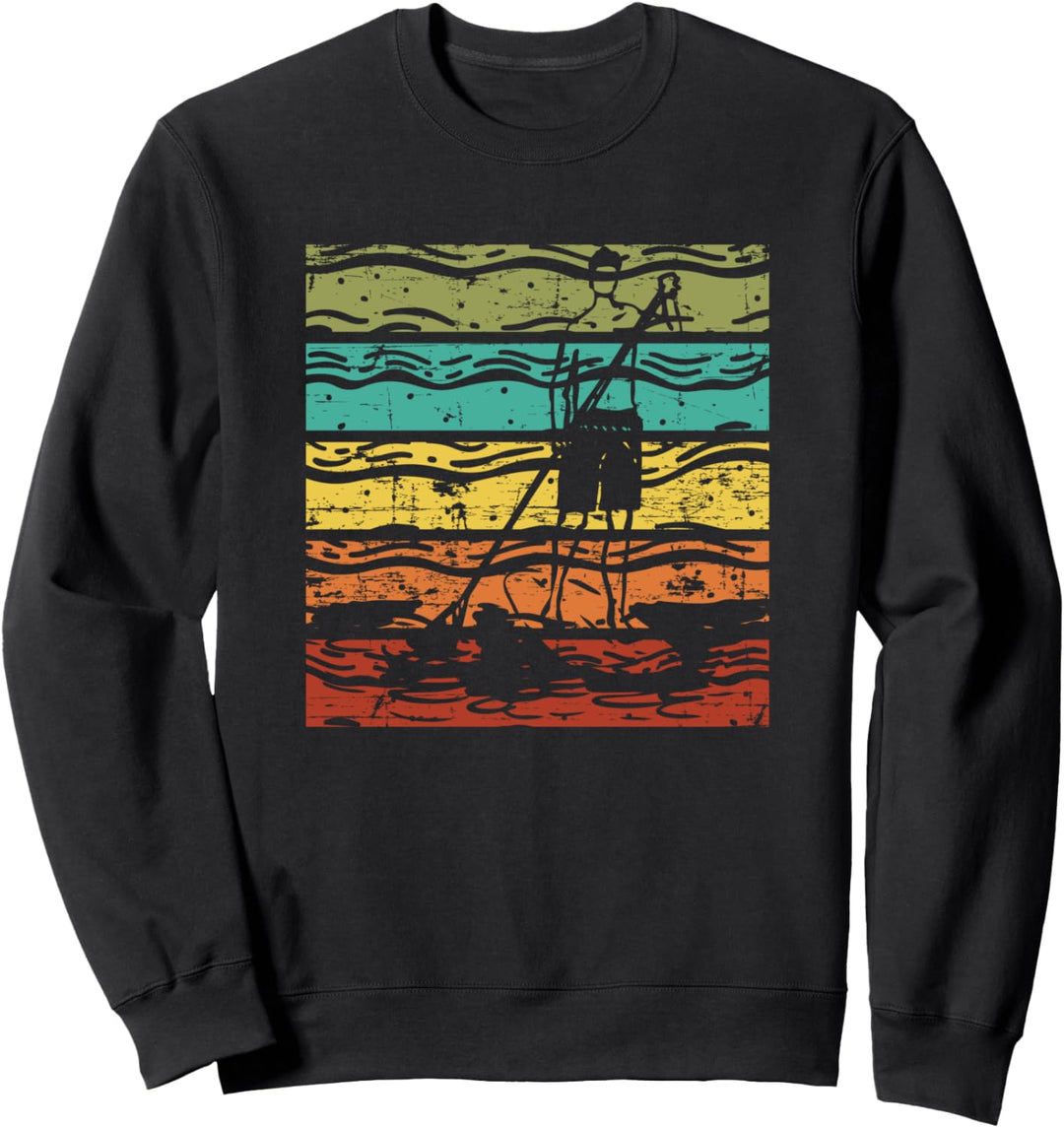 Paddelboarder SUP Hobby Wassersport Retro Stand Up Paddling Sweatshirt
