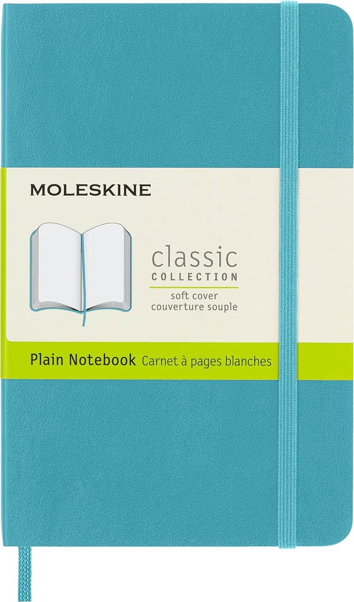 Moleskine Classic Plain Paper Notebook - Soft Cover and Elastic Closure Journal - Color Reef Blue -