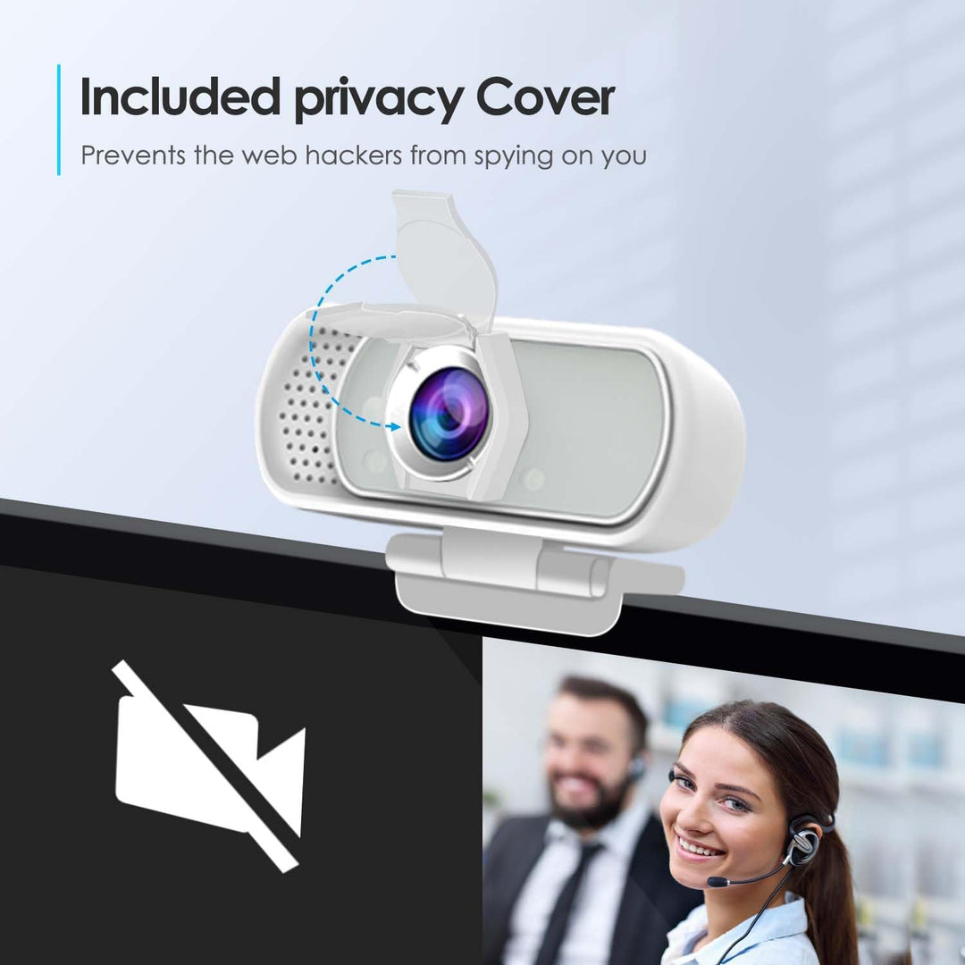 Webcam with Tripod Privacy Shutter: 1080P FHD Web Camera with Mic, Plug & Play USB A USB C Webcam wi