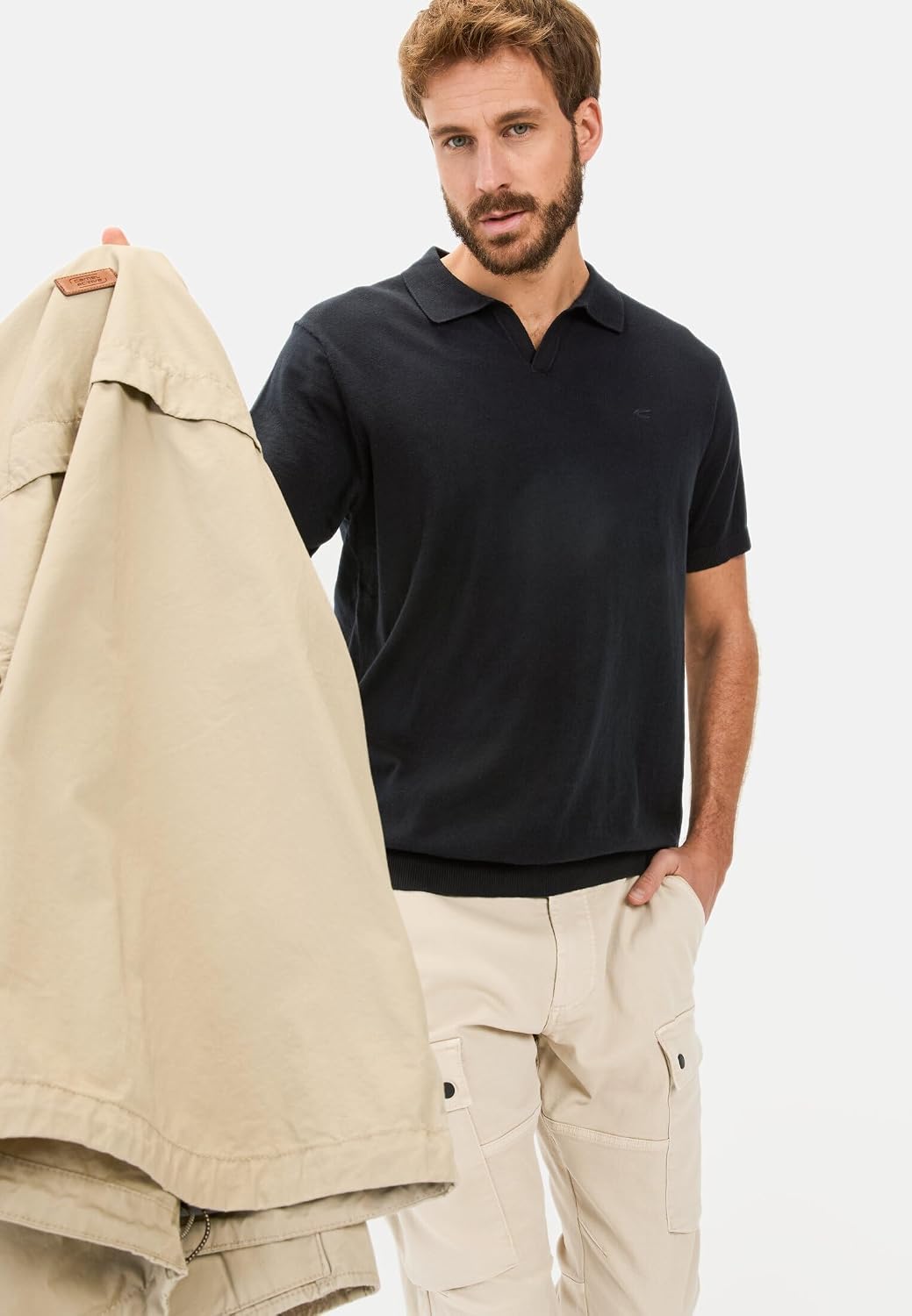 camel active Herren Piqué Poloshirt aus Reiner Baumwolle S Dunkelblau, S Dunkelblau