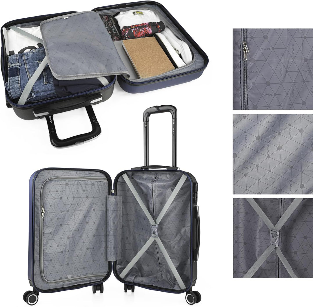 ITACA - Trolley Handgepäck Cabin Trolley Koffer Reisekoffer Hartschalenkoffer mit Zahlenschloss - Ka