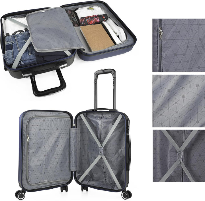 ITACA - Trolley Handgepäck Cabin Trolley Koffer Reisekoffer Hartschalenkoffer mit Zahlenschloss - Ka