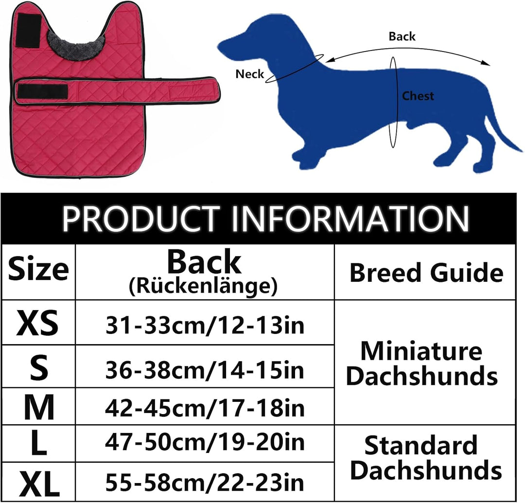 Geyecete - Warmer wintermantel für dackel Hunde,Hunde Winterjacken mit plüschfutter,Outdoor jacken m