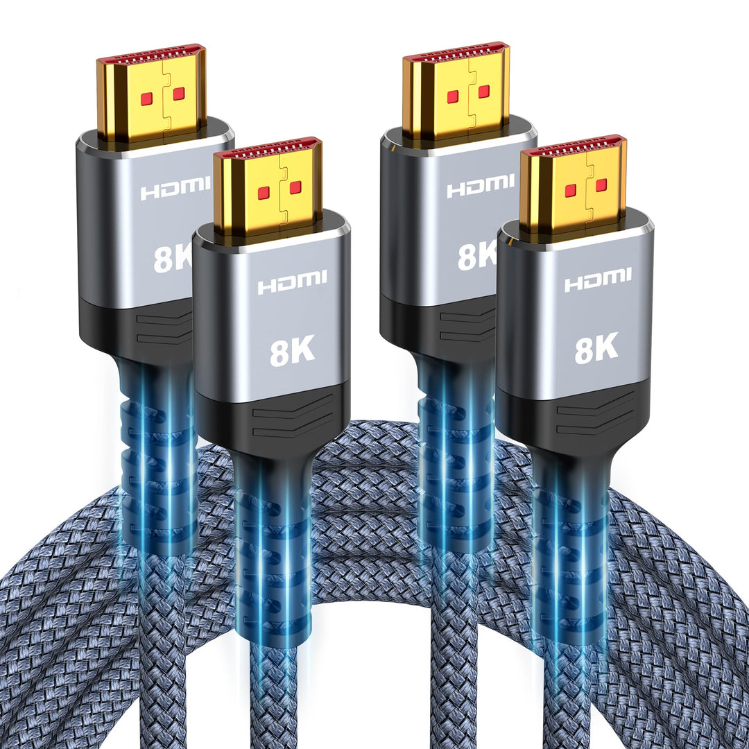 SNOWKIDS HDMI 2.1 Kabel 8K 3Meter (2 Stück), 2.1 48Gbps Highspeed 8K@60Hz HDMI Kabel 4K@120Hz 7680P,