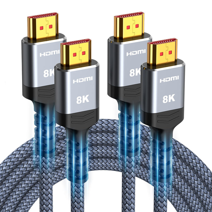 SNOWKIDS HDMI 2.1 Kabel 8K 3Meter (2 Stück), 2.1 48Gbps Highspeed 8K@60Hz HDMI Kabel 4K@120Hz 7680P,