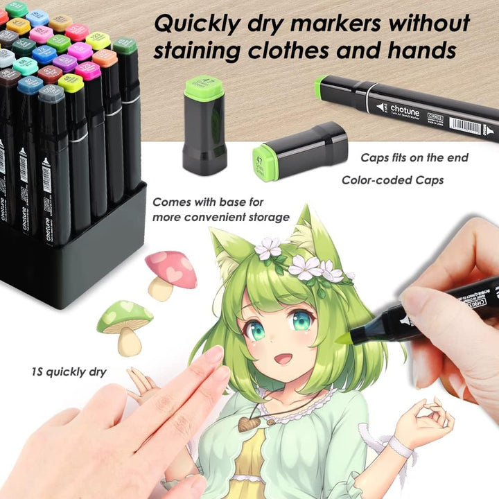 CHOTUNE 120 Farben Marker Set, 2023 Neueste Permanenter Marker, Einzigartiges Doppelkopf-Design, Aus