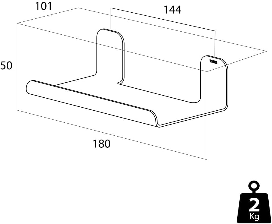 Tiger Colar Ablage zum Kleben, 18 cm, Edelstahl poliert, mit integrierter Klebefolie zur Montage ohn