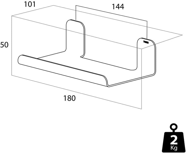 Tiger Colar Ablage zum Kleben, 18 cm, Edelstahl poliert, mit integrierter Klebefolie zur Montage ohn