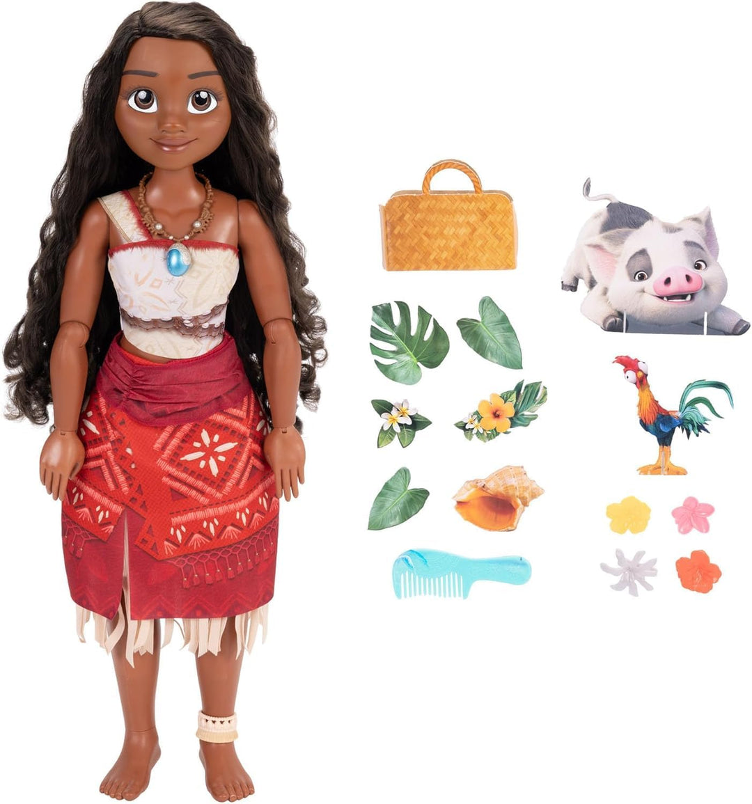 Disney Prinzessin Vaiana Spielpuppe, 81cm,Jakks Pacific, bewegliche Puppe in My Size, inklusive Haar