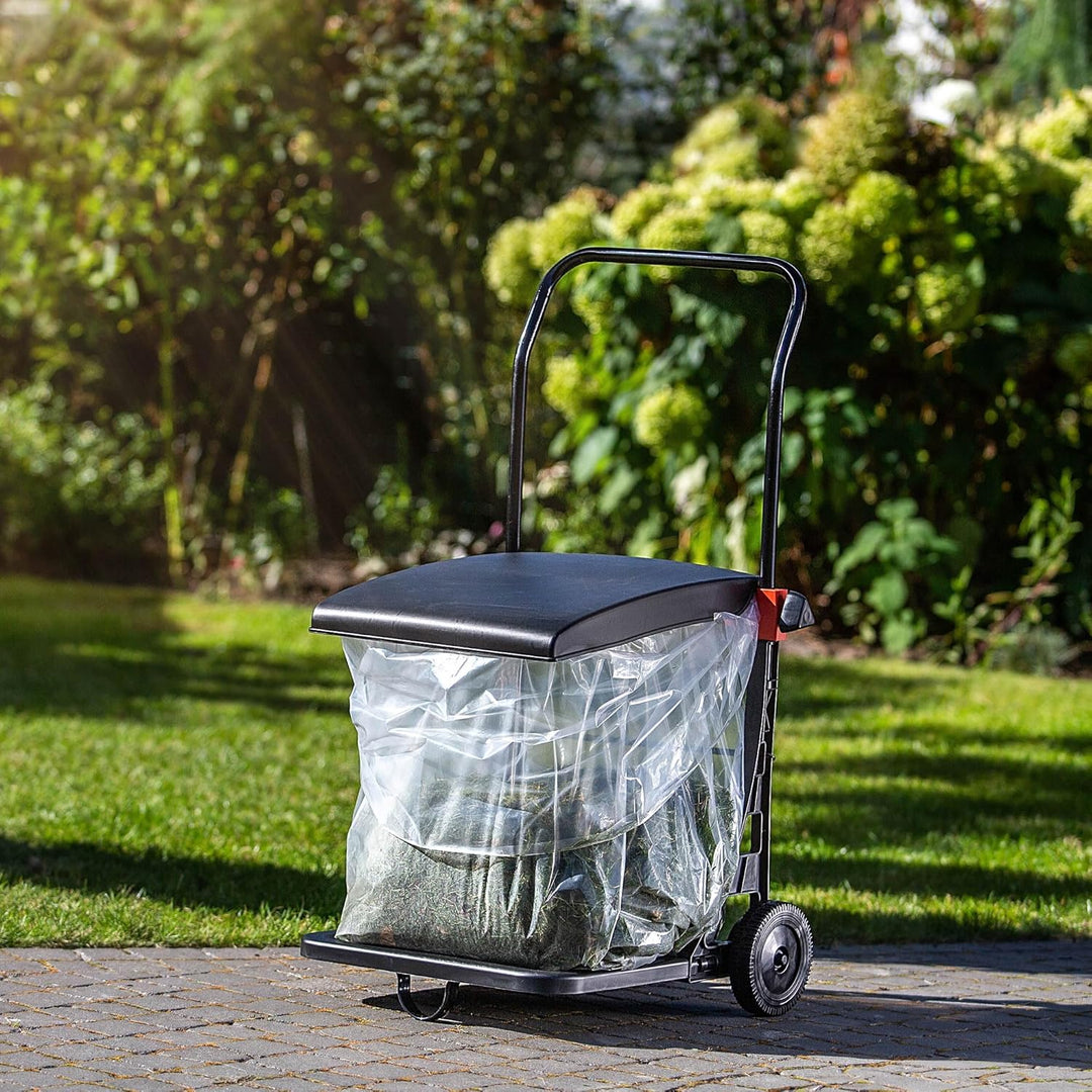 KADAX Abfallwagen 80L, Abfallbehälter mit Deckel und Rollen, mobiler Müllsackhalter für Garten, Müll