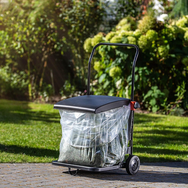 KADAX Abfallwagen 80L, Abfallbehälter mit Deckel und Rollen, mobiler Müllsackhalter für Garten, Müll