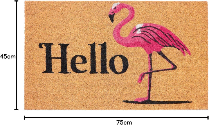 BRUBAKER Fussmatte für Aussen und Innen - Hello Flamingo - 45 x 75 cm Schmutzfangmatte - Fussabtrete