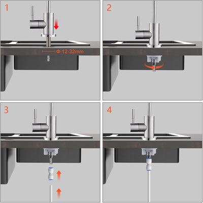 Ibergrif Umkehrosmose (RO) Wasserhahn für 1/4" und 3/8" Zoll, Osmoseanlage Spültischbatterie Wasserf
