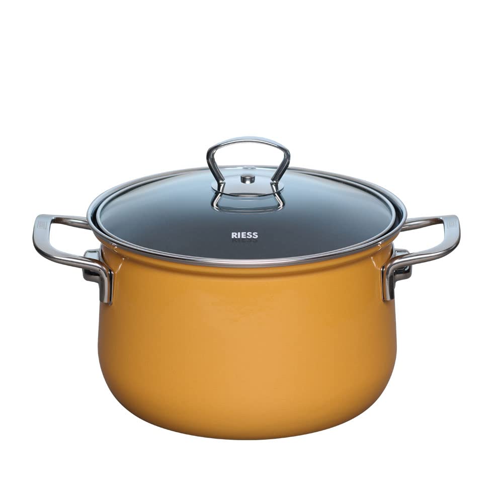 Riess, 0653-113, Fleischtopf mit Glasdeckel 20cm, 3.5L, Nouvelle, ORANGE, LBH 28,7 x 21,7 x 19cm, Ge