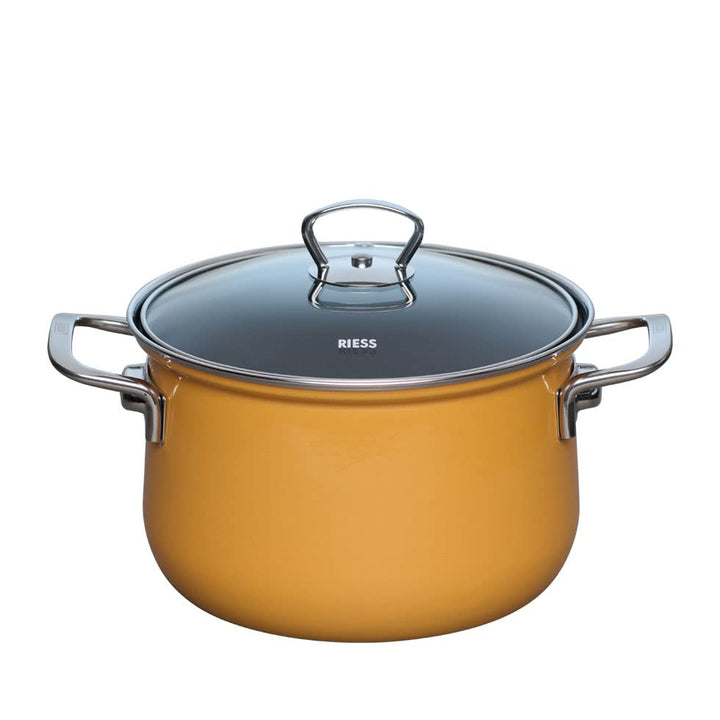 Riess, 0653-113, Fleischtopf mit Glasdeckel 20cm, 3.5L, Nouvelle, ORANGE, LBH 28,7 x 21,7 x 19cm, Ge