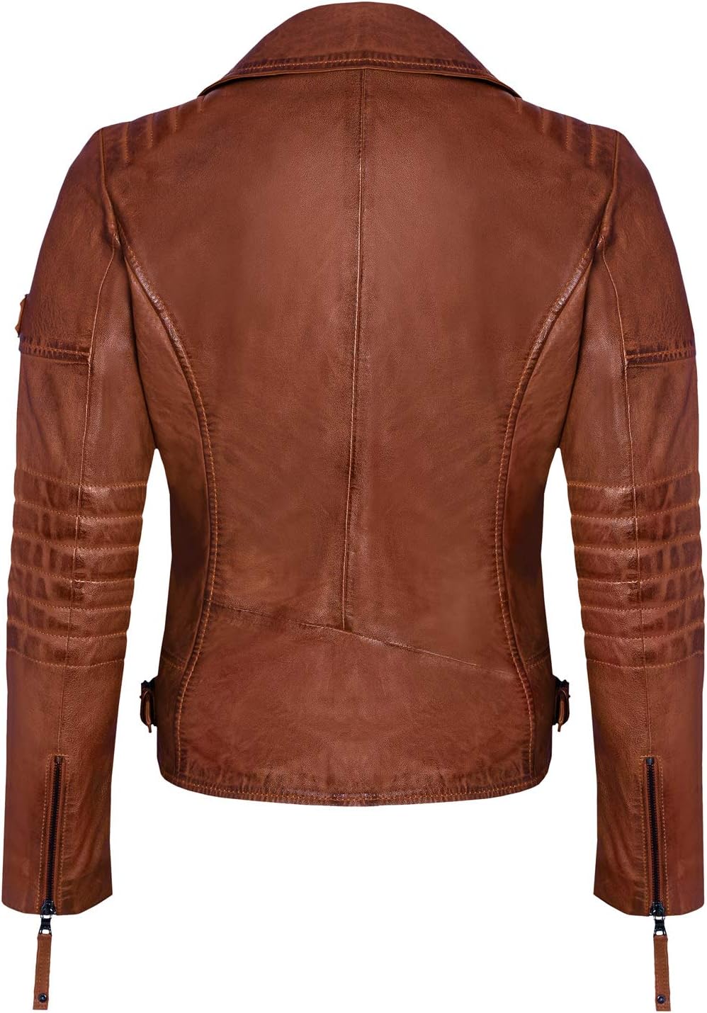 Blueorn Heeda Damen Lederjacke Übergangsjacke aus feinstem Lammnappa Leder - Modernen Bikerjacke Ech