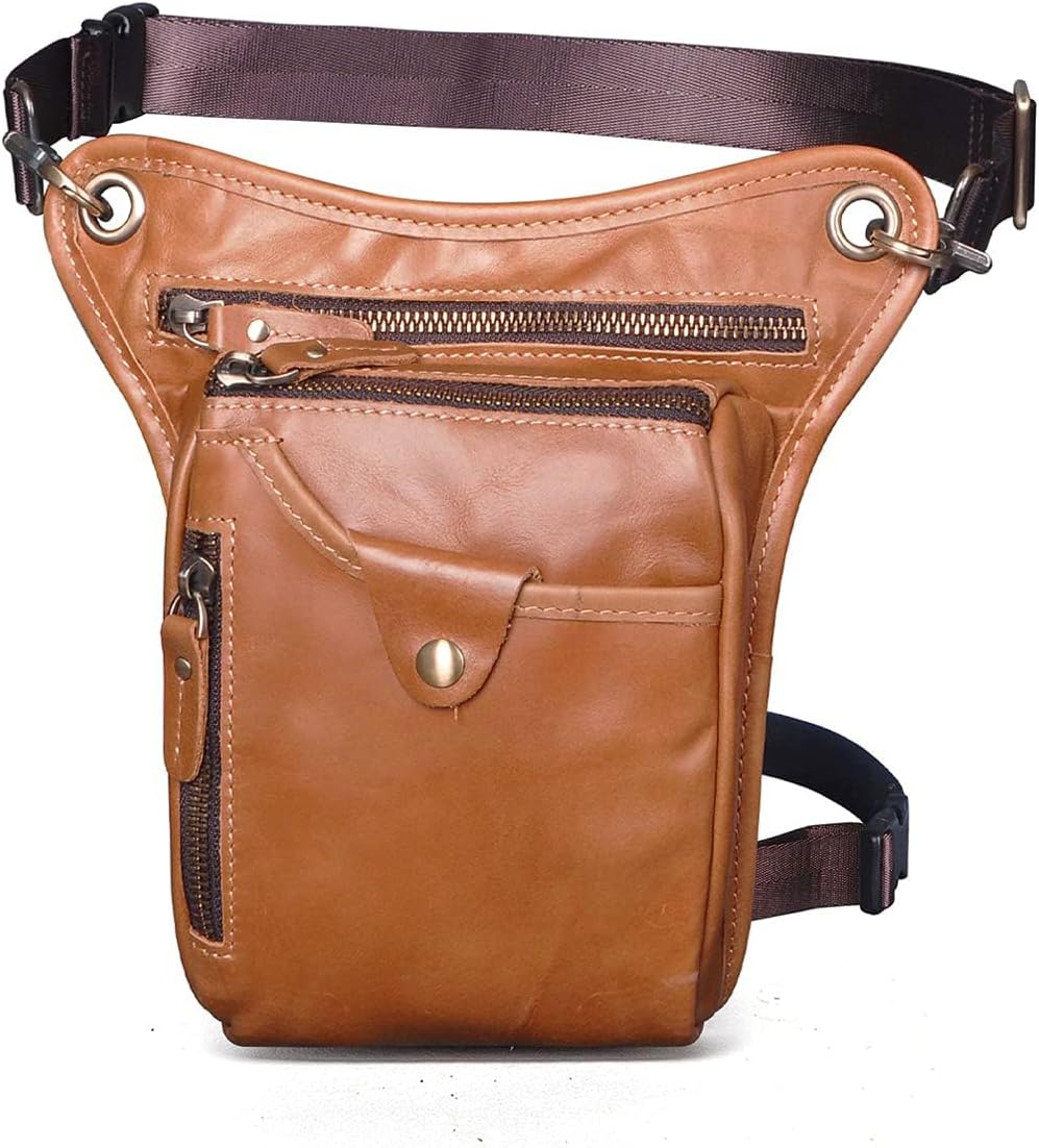 Le'aokuu Herren Echtes Leder Tasche Beinbeutel Beintasche Aussenbeintasche Beinbeuteltasche Reisen H