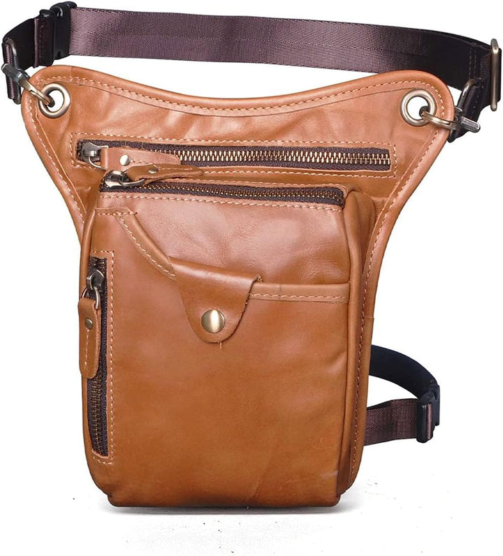 Le'aokuu Herren Echtes Leder Tasche Beinbeutel Beintasche Aussenbeintasche Beinbeuteltasche Reisen H