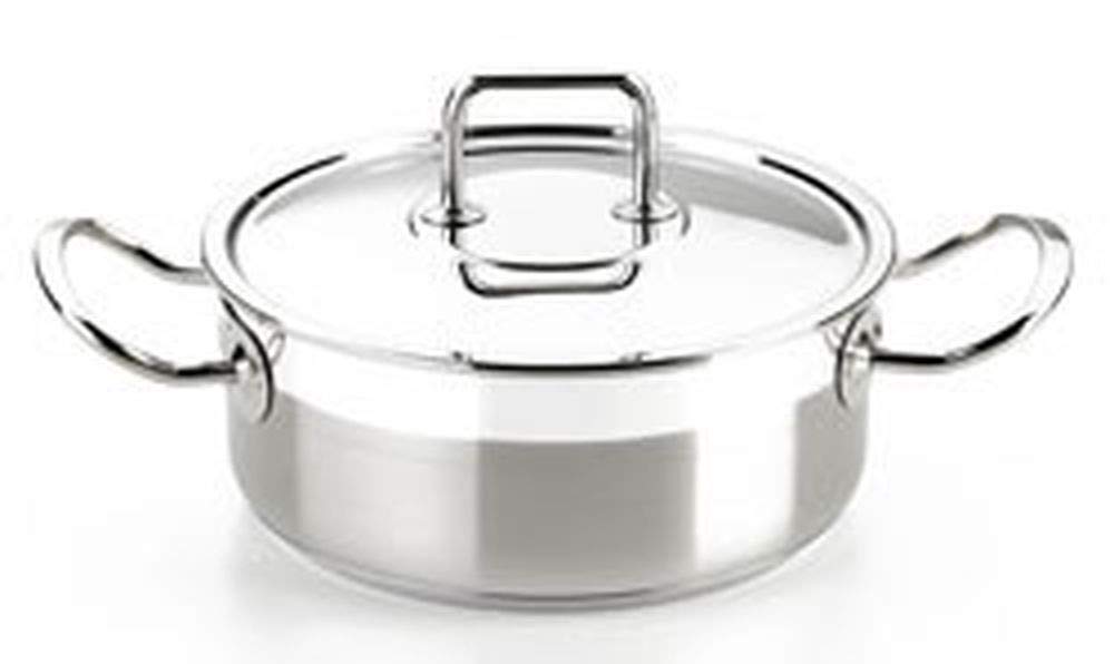Casa Viva Bra Profesional Stieltopf aus Edelstahl 18/10 mit Deckel, 30 cm.Für alle Herdarten geeigne