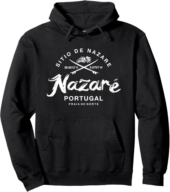 Nazare Portugal Vintage Retro Surfen Pullover Hoodie