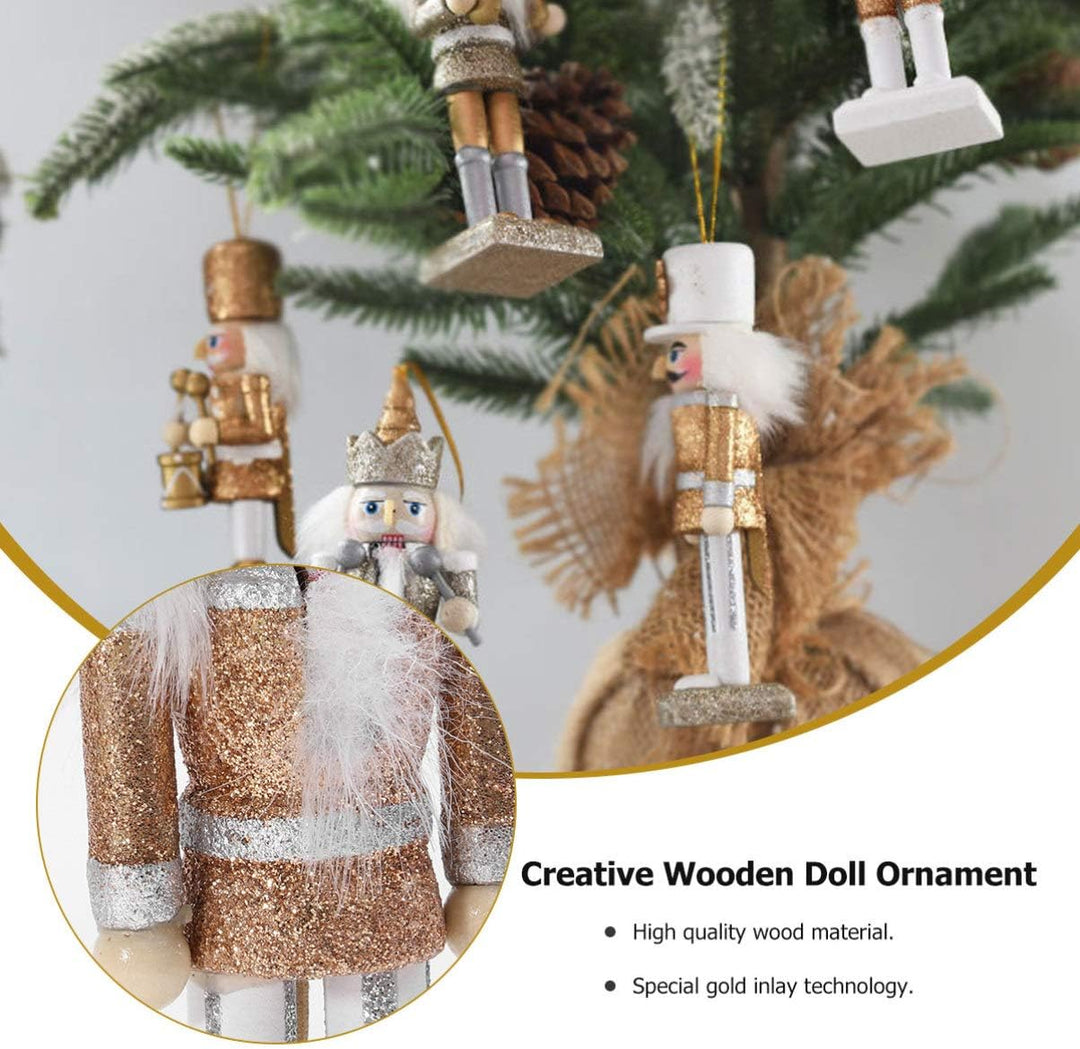 Sewroro 1 Set Weihnachten Nussknacker Ornamente Holz Nussknacker Figur Weihnachtspuppe Anhänger Nuss