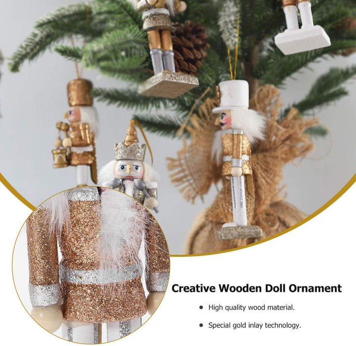 Sewroro 1 Set Weihnachten Nussknacker Ornamente Holz Nussknacker Figur Weihnachtspuppe Anhänger Nuss