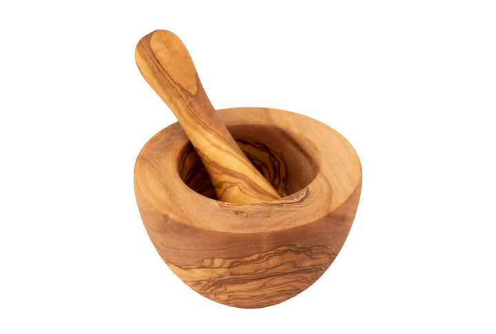 Benera Mörser und Stössel Set aus Olivenholz ca. 12 cm Durchmesser