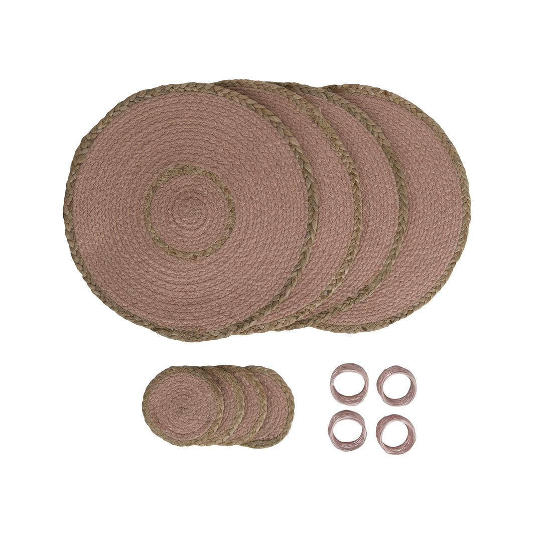Penguin Home Set mit 12 Jute-Platzsets, Untersetzern und Serviettenringen, rund, handgefertigt von e