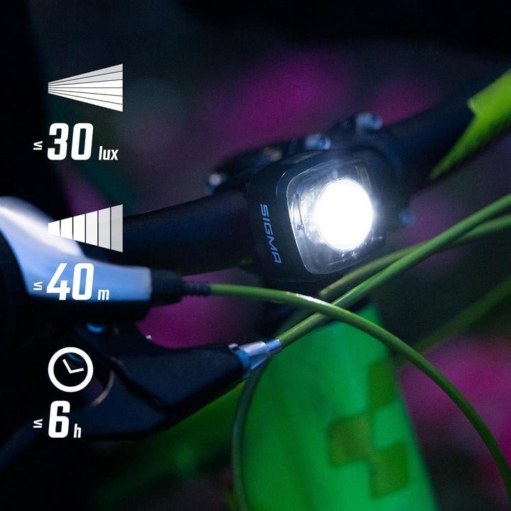 SIGMA Aura Micro Set | StVZO zugelassenes, akkubetriebenes Vorderlicht und Rücklicht | Perfekt für K