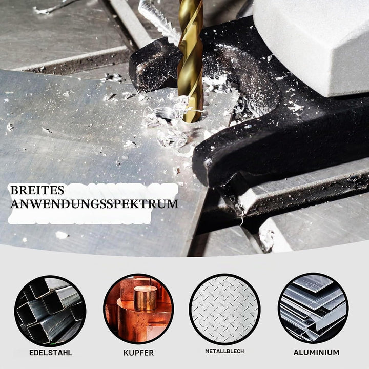 NORTOOLS Metallbohrer HSS M35 Cobalt 5% gehört geschliffenes Bohrset DIN338 1,0-10 mm Einheitsgrösse