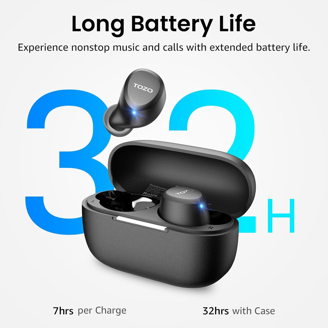 TOZO A1 In-Ear Kopfhörer Kabellos Bluetooth 5.3 mit 2 Mikrofonen für KI-Anrufe, App-Steuerung, 32 St