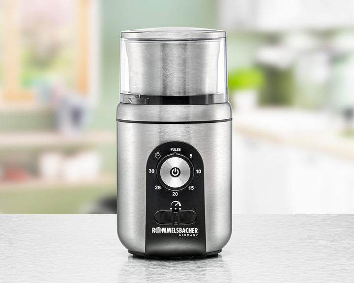 ROMMELSBACHER Gewürz- & Kaffeemühle EGK 250, 2 Edelstahlbehälter mit Schlagmesser & Spezialmesser, F