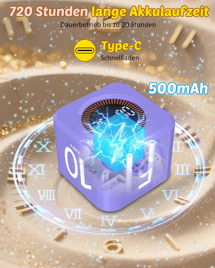 Pomodoro Timer Cube, Visueller Würfel-Timer für Kinder, Digitale LED Drehbarer Timer mit 5/10/25/50