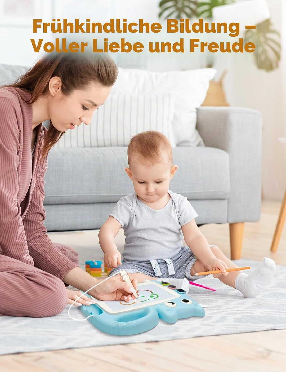 Magnetmaltafel Kinder, Zaubermaltafel Tragbar mit 4 Farbzonen, Zaubertafel ohne Staub für Kinder 1-6