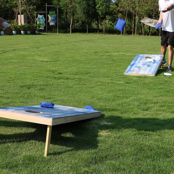 Wakefa Cornhole Verordnung Grösse 121x60cm Massivholz Sackloch Spiel Set mit 2 Corn Hole Boards, 8 S