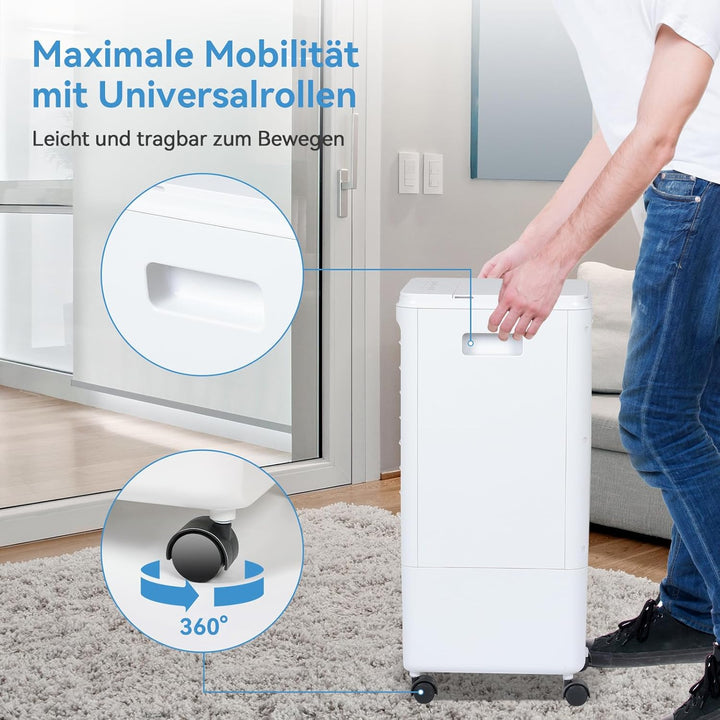 Fullwatt Mobiler Luftkühler 7 Liter Kapazität, Mobile Klimageräte mit 2 Kühlakkus, 80W, 3 in 1 Luftb