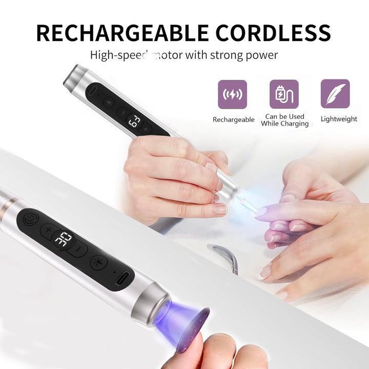 Tragbar Nagelfräser Kabellos 12 in 1 Professionell Elektrische Maniküre Pediküre set USB Wiederaufla