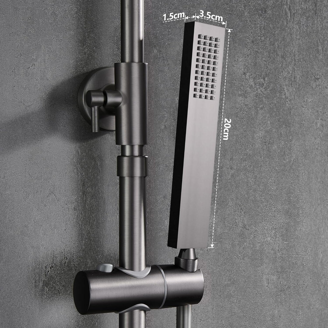 Görbach Edelstahl Duschset ohne Armatur, Regendusche Duschsystem mit Duschkopf, Duschstange, Duschsc