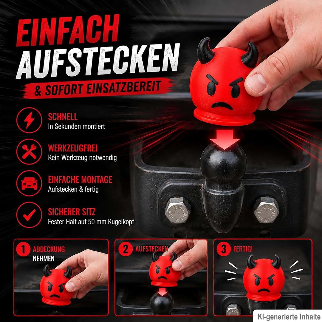 Anhängerkupplung Abdeckung Smiley – Lustige AHK Schutzkappe für 50 mm Kugelkopf – Universal für Auto