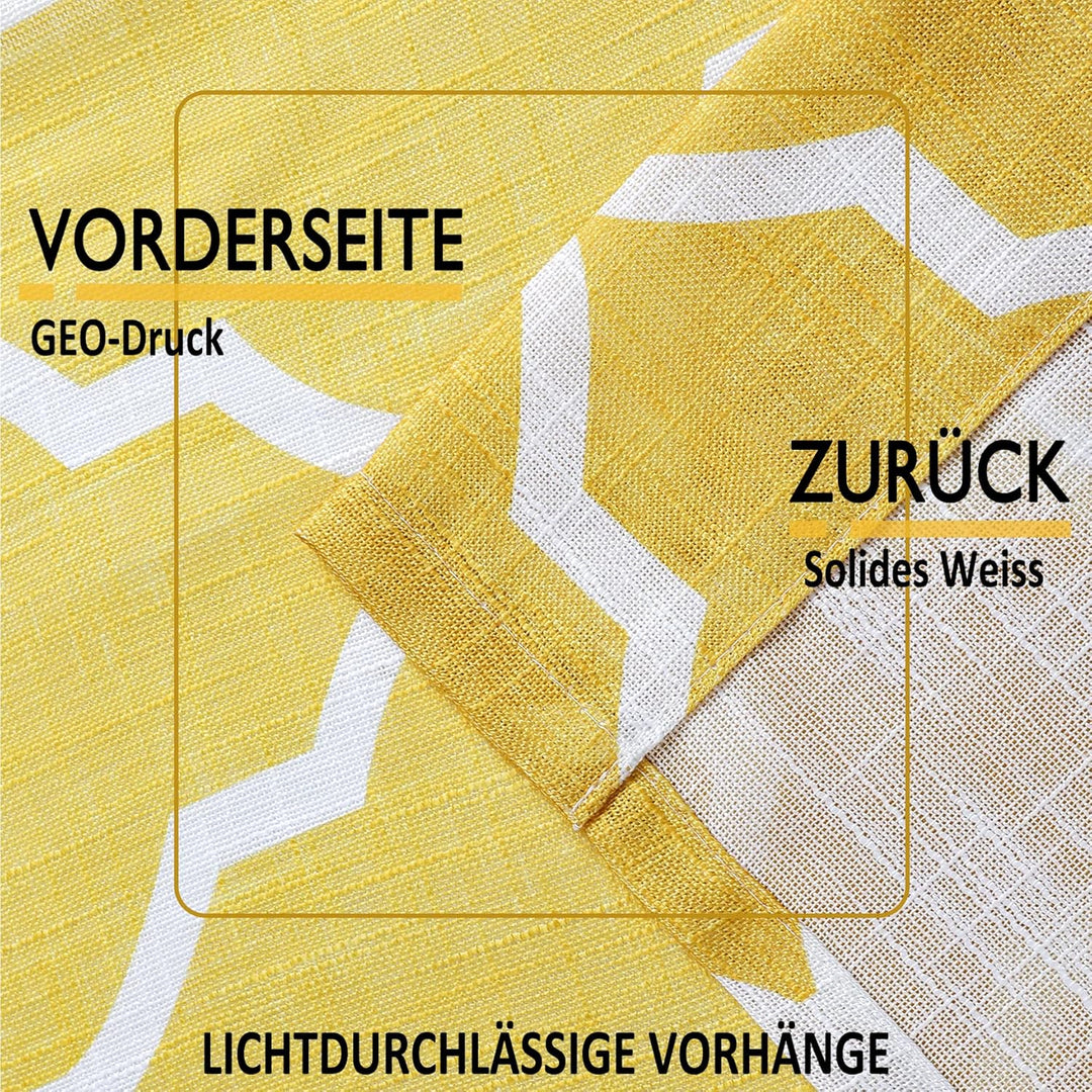 Beauoop Weiss bis Gelb Halbtransparente Vorhänge mit Farbverlauf marokkanisch Schmale Leinenoptik Vo